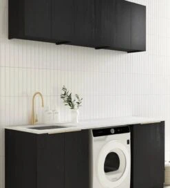 Byron/Bondi Laundry Cabinet With Stone Top And Sink| 1960*600*2100mm -HERA Bathware Sales byronbondi laundry cabinet with stone top and sink 19606002100mm1960cnatural oaklaundry cabinetotti 123139