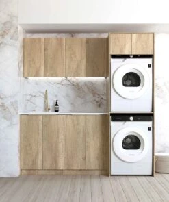 Byron/Bondi Laundry Cabinet With Stone Top And Sink| 1960*600*2100mm -HERA Bathware Sales byronbondi laundry cabinet with stone top and sink 19606002100mm1960cnatural oaklaundry cabinetotti 249417