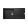 Carysil Serise | 1000mm Black Single Bowl With Drainer Board Granite Kitchen Sink Top Mount -HERA Bathware Sales carysil serise 1000mm black single bowl with drainer board granite kitchen sink top mountblackkitchen sinkaquaperla 950412