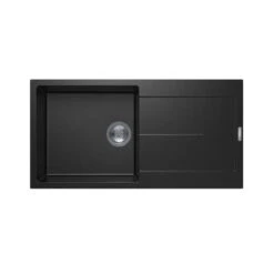 Carysil Serise | 1000mm Black Single Bowl With Drainer Board Granite Kitchen Sink Top Mount