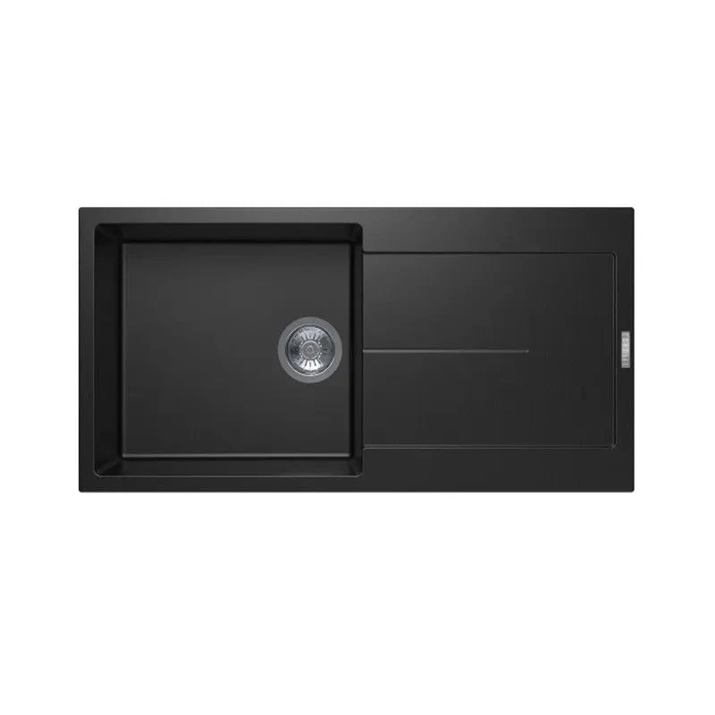 Carysil Serise | 1000mm Black Single Bowl With Drainer Board Granite Kitchen Sink Top Mount Carysil Serise | 1000mm Black Single Bowl With Drainer Board Granite Kitchen Sink Top Mount -HERA Bathware Sales carysil serise 1000mm black single bowl with drainer board granite kitchen sink top mountblackkitchen sinkaquaperla 950412