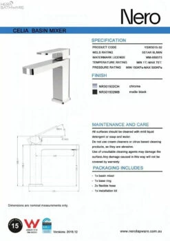 CELIA Basin Mixer Builders Range -HERA Bathware Sales celia basin mixer builders rangebrushed nickelbasin mixernero tapware 986010