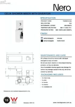CELIA Shower Mixer With Diverter -HERA Bathware Sales celia shower mixer with diverterbrushed nickelshower mixernero tapware 223561