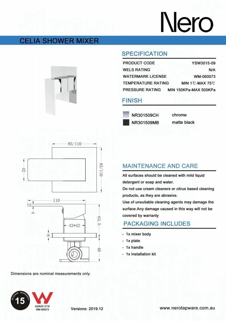 CELIA Shower Mixer CELIA Shower Mixer -HERA Bathware Sales celia shower mixerbrushed nickelshower mixernero tapware 172693