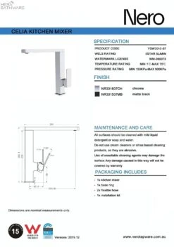 CELIA Square Neck Kitchen Mixer 5 CELIA Square Neck Kitchen Mixer -HERA Bathware Sales celia square neck kitchen mixerbrushed nickelkitchen mixernero tapware 229757