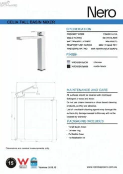 CELIA Tall Basin Mixer -HERA Bathware Sales celia tall basin mixerbrushed nickeltall basin mixernero tapware 391786