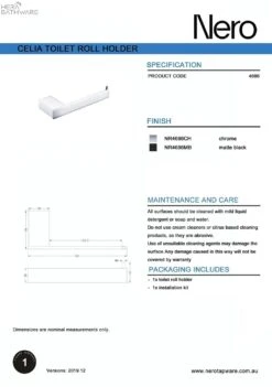 CELIA Toilet Roll Holder 5 CELIA Toilet Roll Holder -HERA Bathware Sales celia toilet roll holderbrushed nickeltoilet roll holdernero tapware 908973