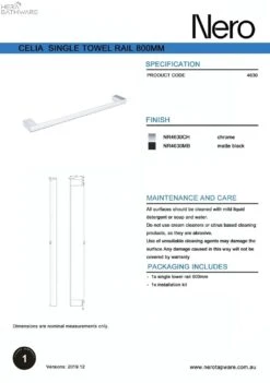 CELIA Towel Rail 800MM 8 CELIA Towel Rail 800MM -HERA Bathware Sales celia towel rail 800mmbrushed nickeldouble towel railtowel railnero tapware 271994