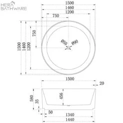 CETO Como Round Free Standing Bathtub -HERA Bathware Sales ceto como round free standing bathtubno overflow1200mmbathtubkdk bathware 902222