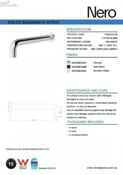 DOLCE Basin Or Bath Spout Only 7 DOLCE Basin Or Bath Spout Only -HERA Bathware Sales dolce basin or bath spout onlygun metalbath spoutnero tapware 188722