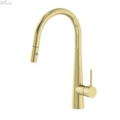 DOLCE Pull-Out Sink Mixer With Vegie Spray Function -HERA Bathware Sales dolce pull out sink mixer with vegie spray functionbrushed goldkitchen mixernero tapware 183652