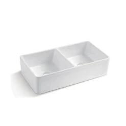 DOUBLE BUTLER SINK 845X455X255MM -HERA Bathware Sales double butler sink 845x455x255mmgloss whitekitchen sinkotti 321953