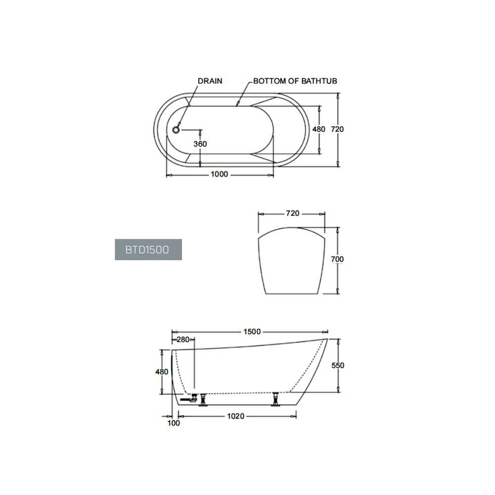 Dublin Free Standing Bathtub Dublin Free Standing Bathtub -HERA Bathware Sales dublin free standing bathtubgloss white1500mmbathtubbest bm 457316
