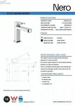 ECCO Basin Mixer -HERA Bathware Sales ecco basin mixerbrushed nickelbasin mixernero tapware 737520