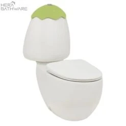 Egg Junior Close Coupled Suite, Kiwi Cistern Lid, Extended Pan Connector