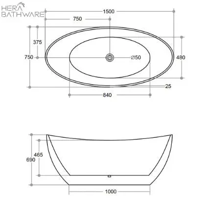 Evie Free Standing Bathtub - Gloss Black Evie Free Standing Bathtub - Gloss Black -HERA Bathware Sales evie free standing bathtub gloss black1500mmgloss blackbathtubkdk bathware 552730