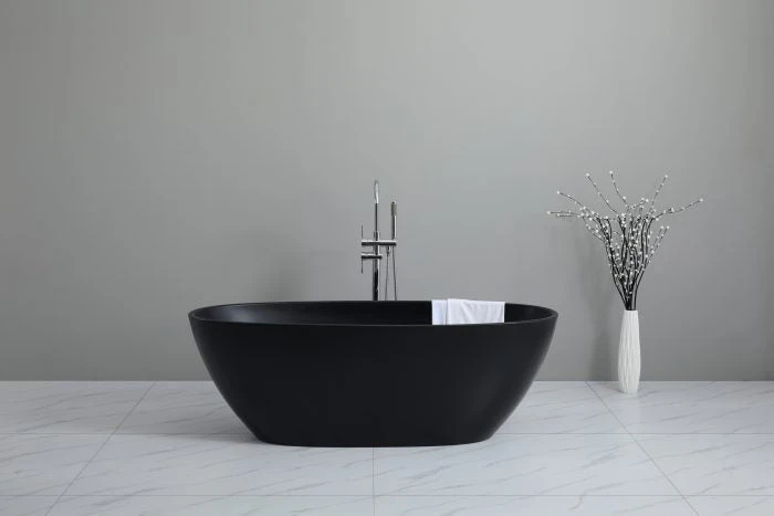 Stella Free Standing Bathtub - Matte Black Stella Free Standing Bathtub - Matte Black -HERA Bathware Sales evis free standing bathtub matte black1500mmmatte blackfreestanding bathskdk bathware 449373