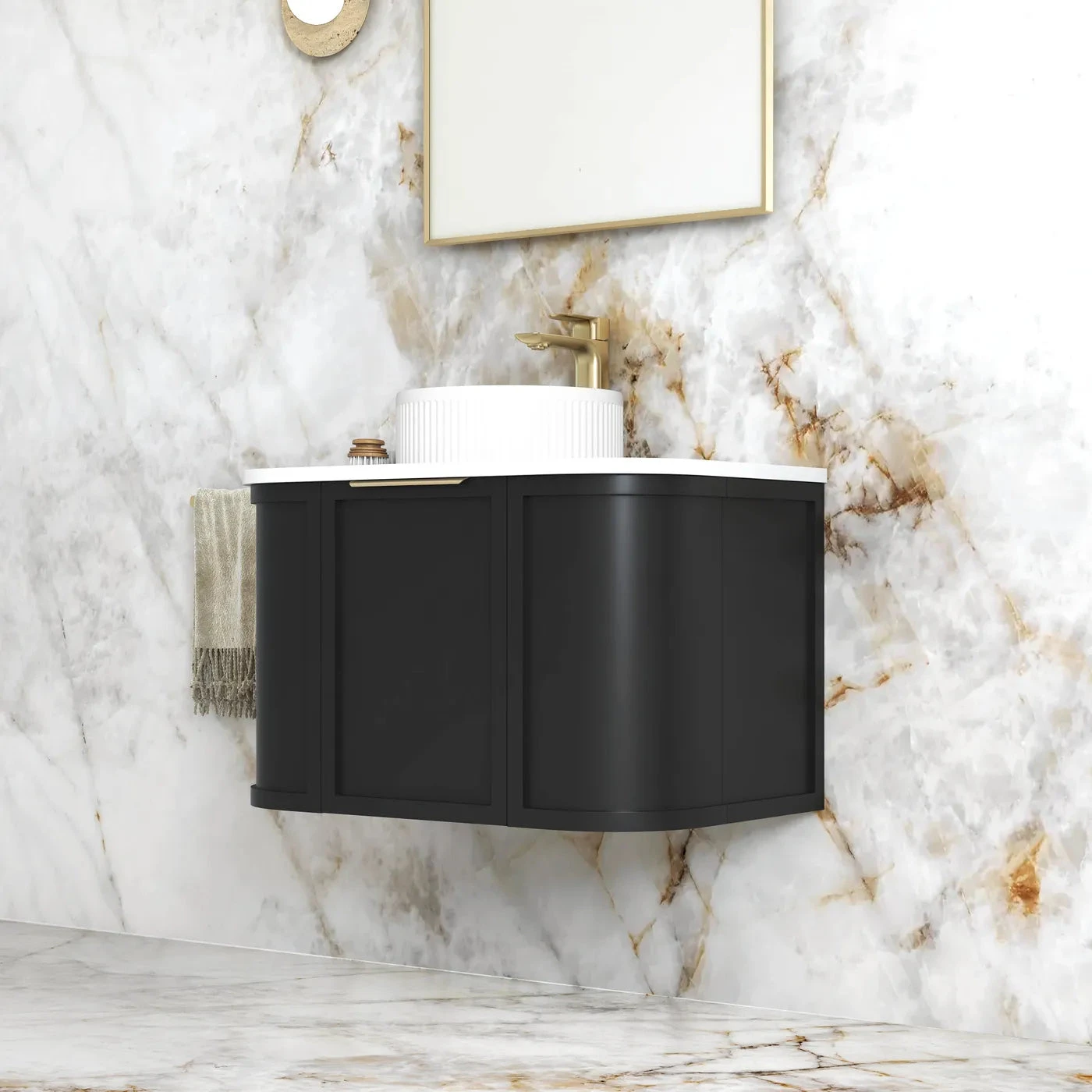 Hampshire 600-1800mm Satin Black Wall Hung Vanity Hampshire 600-1800mm Satin Black Wall Hung Vanity -HERA Bathware Sales
