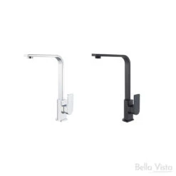 Flores Gooseneck Sink Mixer - Chrome / Matte Black -HERA Bathware Sales flores gooseneck sink mixer chrome matte blackmatte blackkitchen mixerbella vista 369285
