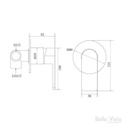 Flores Wall Mixer -HERA Bathware Sales flores wall mixerbrushed goldshower mixerbella vista 110202