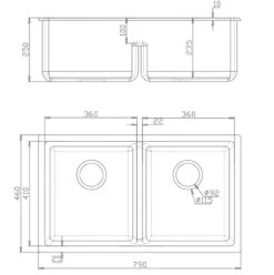 Fomos Granite Kitchen Sinks 790x460mm | Bella Vista -HERA Bathware Sales fomos granite kitchen sinks 790x460mm bella vistablack granite790x460mm double bowlkitchen sinkbella vista 119741