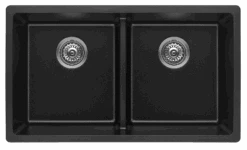 Fomos Granite Kitchen Sinks 790x460mm | Bella Vista -HERA Bathware Sales fomos granite kitchen sinks 790x460mm bella vistablack granite790x460mm double bowlkitchen sinkbella vista 504865