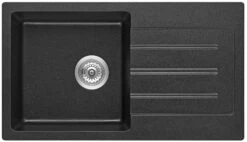 Fomos Granite Kitchen Sinks With Drainer | Bella Vista -HERA Bathware Sales fomos granite kitchen sinks with drainer bella vistablack granite770 x 440mmkitchen sinkbella vista 687352