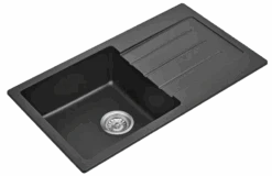 Fomos Granite Kitchen Sinks With Drainer | Bella Vista -HERA Bathware Sales fomos granite kitchen sinks with drainer bella vistablack granite860 x 500mmkitchen sinkbella vista 929333