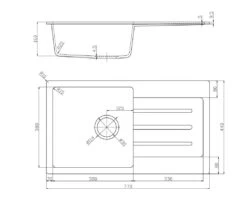 Fomos Granite Kitchen Sinks With Drainer | Bella Vista -HERA Bathware Sales fomos granite kitchen sinks with drainer bella vistawhite granite770 x 440mmkitchen sinkbella vista 958975