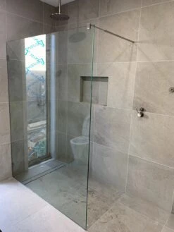 Frameless Return Glass / Walk In Shower Glass Fixed Panel | Convex -HERA Bathware Sales frameless return glass walk in shower glass fixed panel convex170 400mmshower screenconvex 390992
