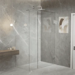 Gem Series (A) Fully Frameless Shower Screen (Door Hinges On Wall) Front Glass