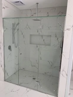 Gem Series (B) Fully Frameless Shower Screen (Door In Middle) Front Glass 6 Gem Series (B) Fully Frameless Shower Screen (Door In Middle) Front Glass -HERA Bathware Sales gem series b fully frameless shower screen door in middle front glasschrome915 1200mmshower screenconvex 544093