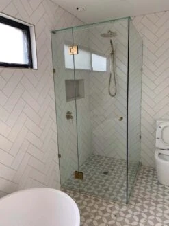 Gem Series (C) Fully Frameless Shower Screen (Door Hinged To Fixed Glass) Front Glass 7 Gem Series (C) Fully Frameless Shower Screen (Door Hinged To Fixed Glass) Front Glass -HERA Bathware Sales gem series c fully frameless shower screen door hinged to fixed glass front glasschrome745 1000mmshower screenconvex 120761