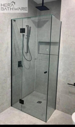 Gem Series (C) Fully Frameless Shower Screen Standard Front & Return Set 9 Gem Series (C) Fully Frameless Shower Screen Standard Front & Return Set -HERA Bathware Sales gem series c fully frameless shower screen standard front return setchrome900 x 900mmshower screenconvex 202427