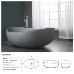 Genoa Concrete Freestanding Bathtub 1600mm
