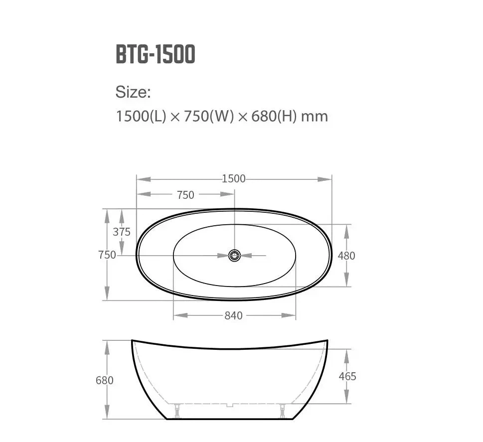 Gubbio Free Standing Bathtub - Matte White Gubbio Free Standing Bathtub - Matte White -HERA Bathware Sales gubbio free standing bathtub matte whitematte white1500mmbathtubbnk 960453