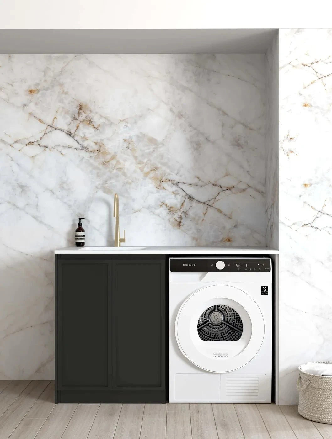Hampshire Laundry Cabinet with Stone Top and Sink | 1300*600*900mm Hampshire Laundry Cabinet With Stone Top And Sink | 1300*600*900mm -HERA Bathware Sales hampshire laundry cabinet with stone top and sink 1300600900mmpure whitematte blacklaundry cabinetotti 147037