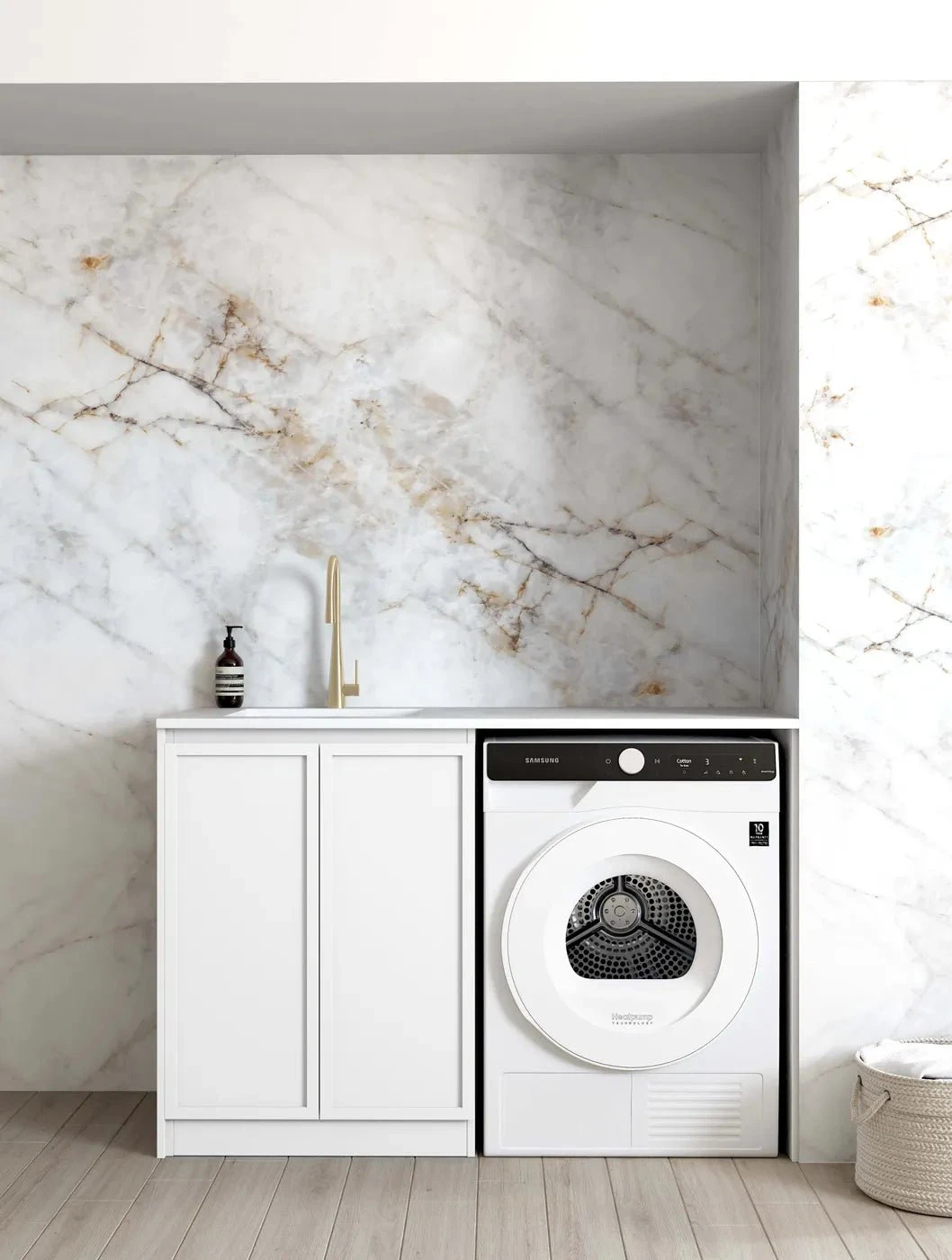 Hampshire Laundry Cabinet with Stone Top and Sink | 1300*600*900mm Hampshire Laundry Cabinet With Stone Top And Sink | 1300*600*900mm -HERA Bathware Sales hampshire laundry cabinet with stone top and sink 1300600900mmpure whitematte whitelaundry cabinetotti 959487