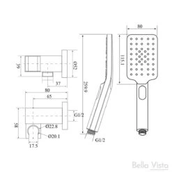 Handheld - Square Shower Rail With Wall Bracket -HERA Bathware Sales handheld square shower rail with wall bracketchromehand showerbella vista 583546