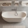 Justina Back-to-Wall Oval Bath 1500/1700mm 1 Justina Back-to-Wall Oval Bath 1500/1700mm -HERA Bathware Sales justina back to wall oval bath 15001700mmwhite1520mmtoka lite 232628