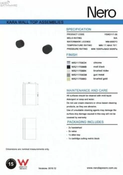 Clearance | KARA Wall Top Assemblies -HERA Bathware Sales kara wall top assembliesgun metalshower mixernero tapware 949196