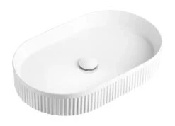 Kensington Oval Fluted Above Counter Basin 560 X 350 X 120mm -HERA Bathware Sales kensington oval fluted above counter basin 560 x 350 x 120mmmatte whitebasinotti 632029
