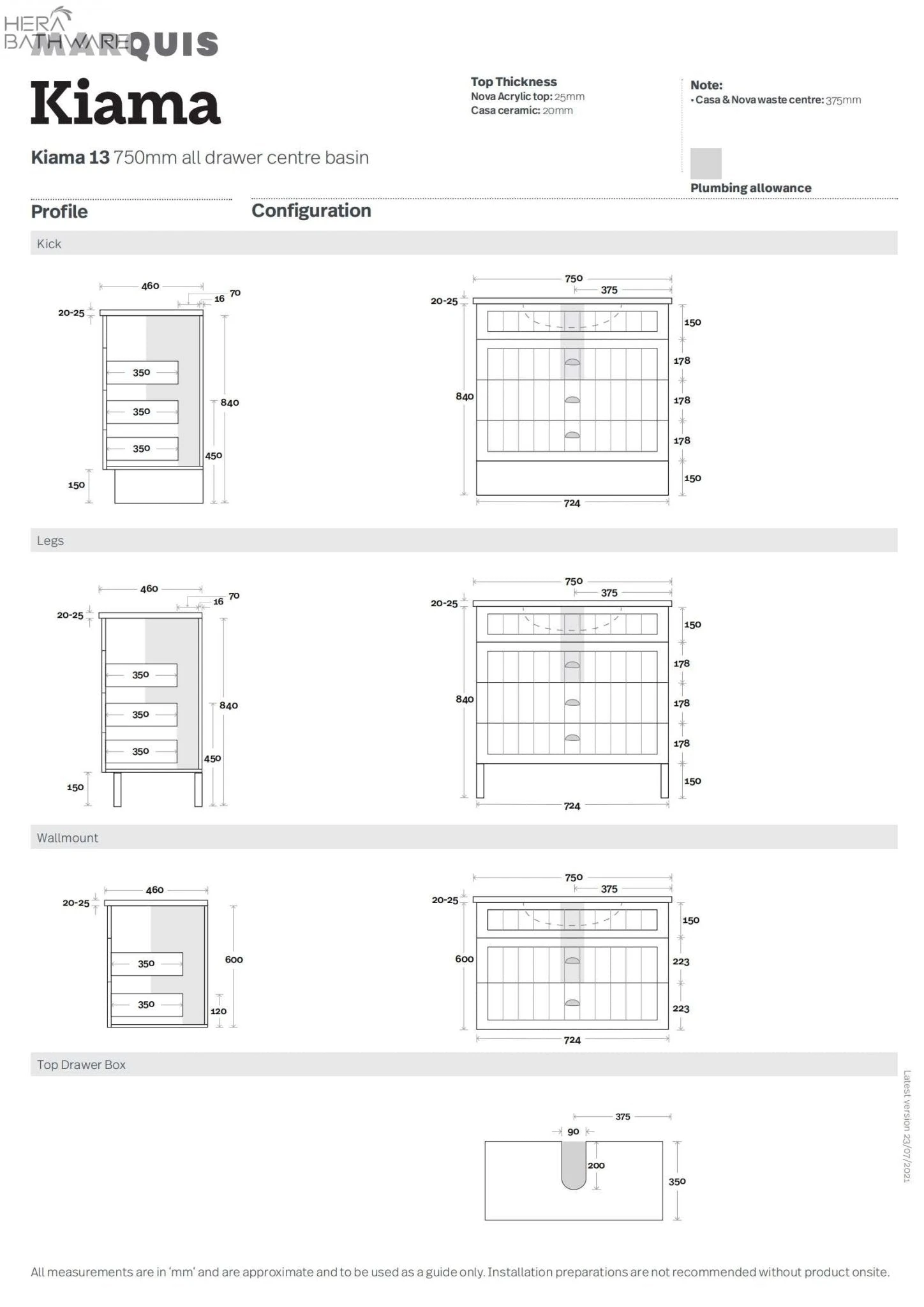 Kiama 750mm Bathroom Vanity | Drawer Version Kiama 750mm Bathroom Vanity | Drawer Version -HERA Bathware Sales kiama 750mm bathroom vanity drawer versionnova acrylic top no tap holevanitiesmarquis 934879