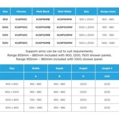Kubix Shower Walk-in Panel With Kubix Joiner | Oceano -HERA Bathware Sales kubix shower walk in panel oceanochrome900mm 823 843shower screenoceano 784806 1
