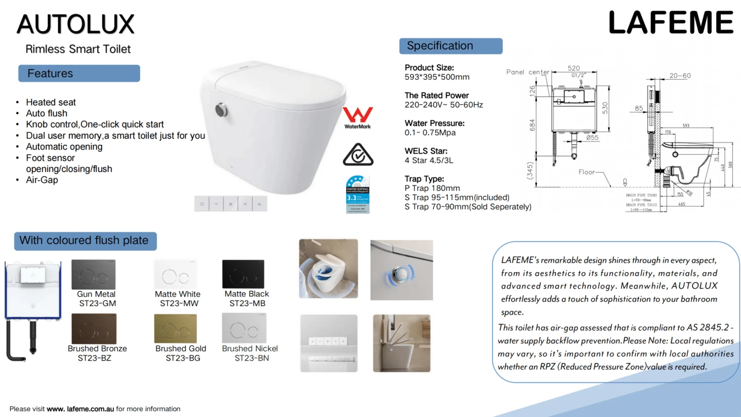 Lafeme AutoLux Inwall Cistern Floor Pan Rimless Smart Toilet ST23 Lafeme AutoLux Inwall Cistern Floor Pan Rimless Smart Toilet ST23 -HERA Bathware Sales lafeme autolux inwall cistern floor pan rimless smart toilet st23matte blacktoiletlafeme 591864