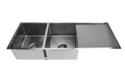 Lavello Kitchen Sink - Double Bowl & Drainboard 1160 X 440mm -HERA Bathware Sales lavello kitchen sink double bowl drainboard 1160 x 440mmgun metalkitchen sinkmeir 184479