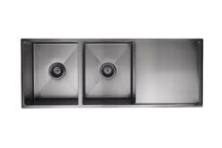 Lavello Kitchen Sink - Double Bowl & Drainboard 1160 X 440mm -HERA Bathware Sales lavello kitchen sink double bowl drainboard 1160 x 440mmgun metalkitchen sinkmeir 865264