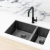 Lavello Kitchen Sink - One And Half Bowl 670 X 440mm -HERA Bathware Sales lavello kitchen sink one and half bowl 670 x 440mmbrushed nickelkitchen sinkmeir 723005