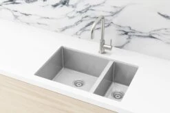 Lavello Kitchen Sink - One And Half Bowl 670 X 440mm -HERA Bathware Sales lavello kitchen sink one and half bowl 670 x 440mmbrushed nickelkitchen sinkmeir 996616