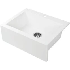 Laveo 580mm Granite Stone Sink Single Bowl -HERA Bathware Sales laveo 580mm granite stone sink single bowlwhitekitchen sinkaquaperla 379904